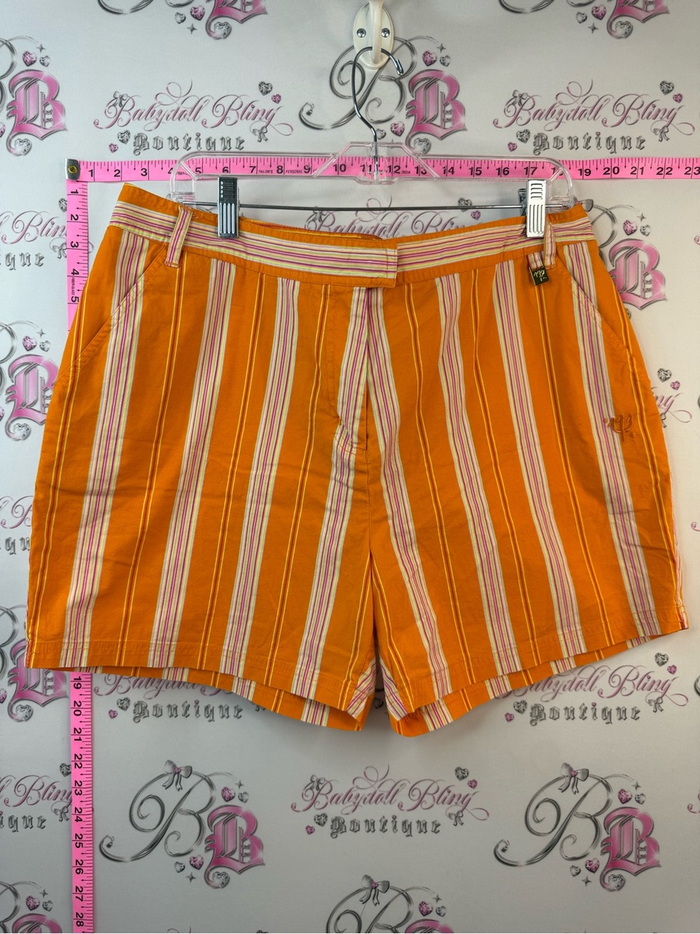 CLUB MED shorts vintage stripes Striped Orange Women's Athletic Shorts